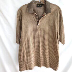 Bobby Jones Polo M Medium Italy 100% Cotton Beige Stripes Knit Golf